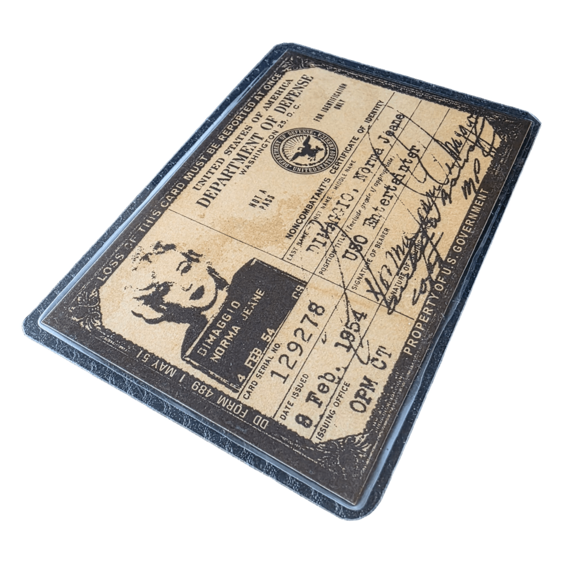 Marilyn Monroe 1954 USA USO ID Card (4.5" x 3") - Jones Peak