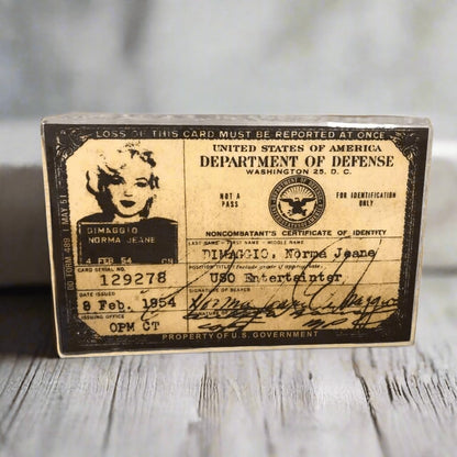 Marilyn Monroe 1954 USA USO ID Card (4.5" x 3") - Jones Peak