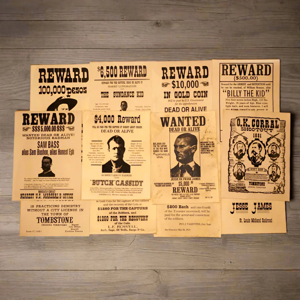 Wanted Posters Parchment With Antique Finish (Set of 12) - Jones Peak