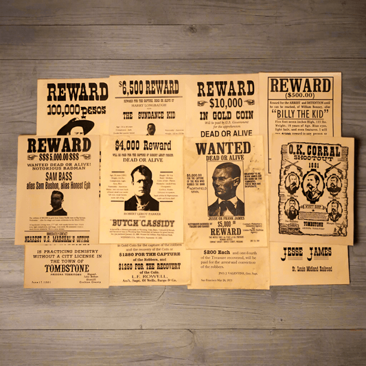 Wanted Posters Parchment With Antique Finish (Set of 12) - Jones Peak