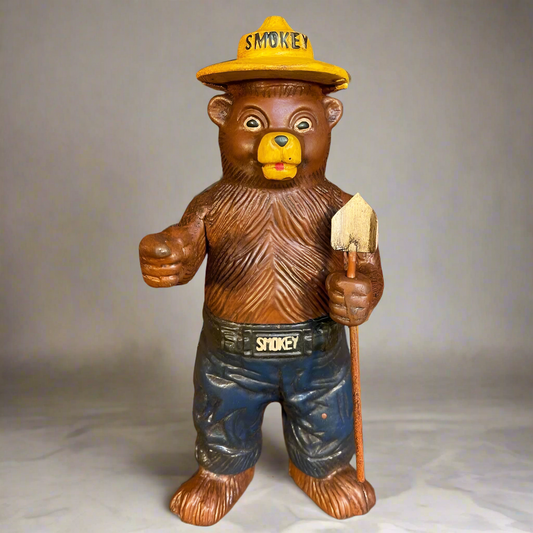 Smokey Bear Cast Iron Bank With Painted Antique Finish (8" x 3.5")