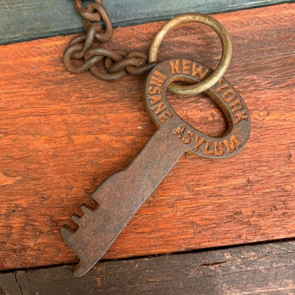 New York Insane Asylum Cast Iron Guard Key And Whistle (20" Long)