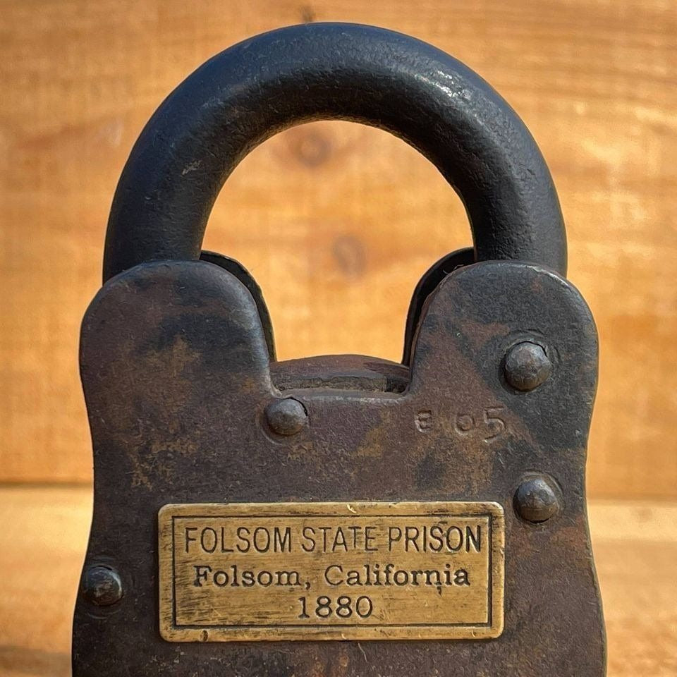 Folsom 1880 California State Prison Cast Iron Lock Keys Brass Tag With Antique Finish (4" x 2.5")