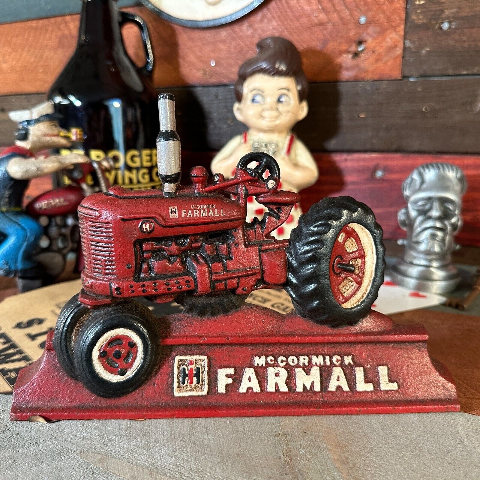 Farmall IH McCormick Tractor Cast Iron Doorstop With Antique Distressed Finish (9" x 6") - Jones Peak
