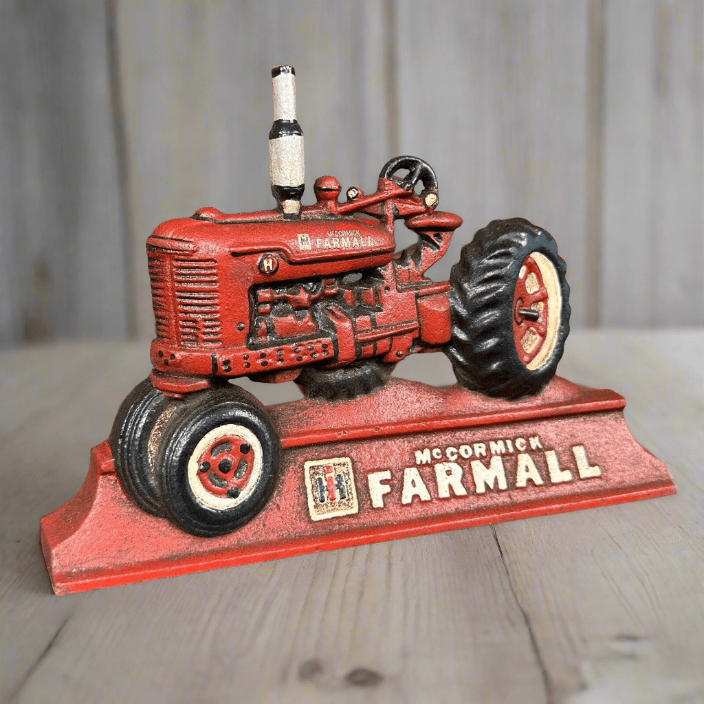 Farmall IH McCormick Tractor Cast Iron Doorstop With Antique Distressed Finish (9" x 6") - Jones Peak