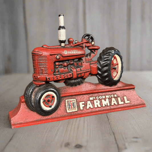 Farmall IH McCormick Tractor Cast Iron Doorstop With Antique Distressed Finish (9" x 6") - Jones Peak