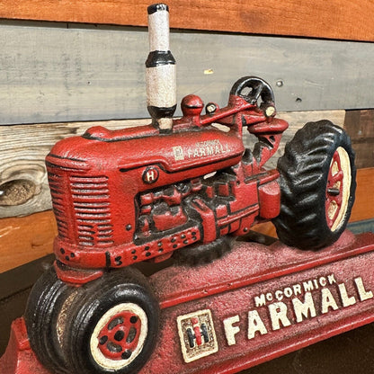 Farmall IH McCormick Tractor Cast Iron Doorstop With Antique Distressed Finish (9" x 6") - Jones Peak