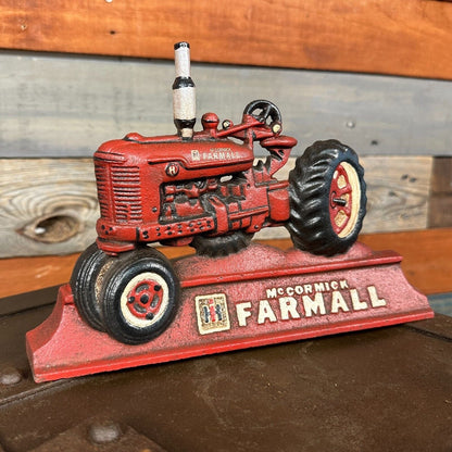 Farmall IH McCormick Tractor Cast Iron Doorstop With Antique Distressed Finish (9" x 6") - Jones Peak
