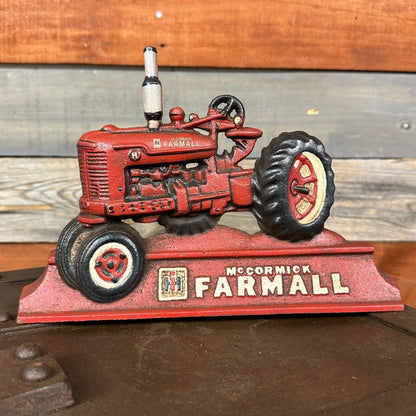 Farmall IH McCormick Tractor Cast Iron Doorstop With Antique Distressed Finish (9" x 6") - Jones Peak