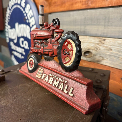 Farmall IH McCormick Tractor Cast Iron Doorstop With Antique Distressed Finish (9" x 6") - Jones Peak