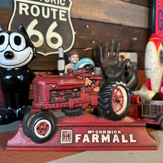 Farmall IH McCormick Tractor Cast Iron Doorstop With Antique Distressed Finish (9" x 6") - Jones Peak