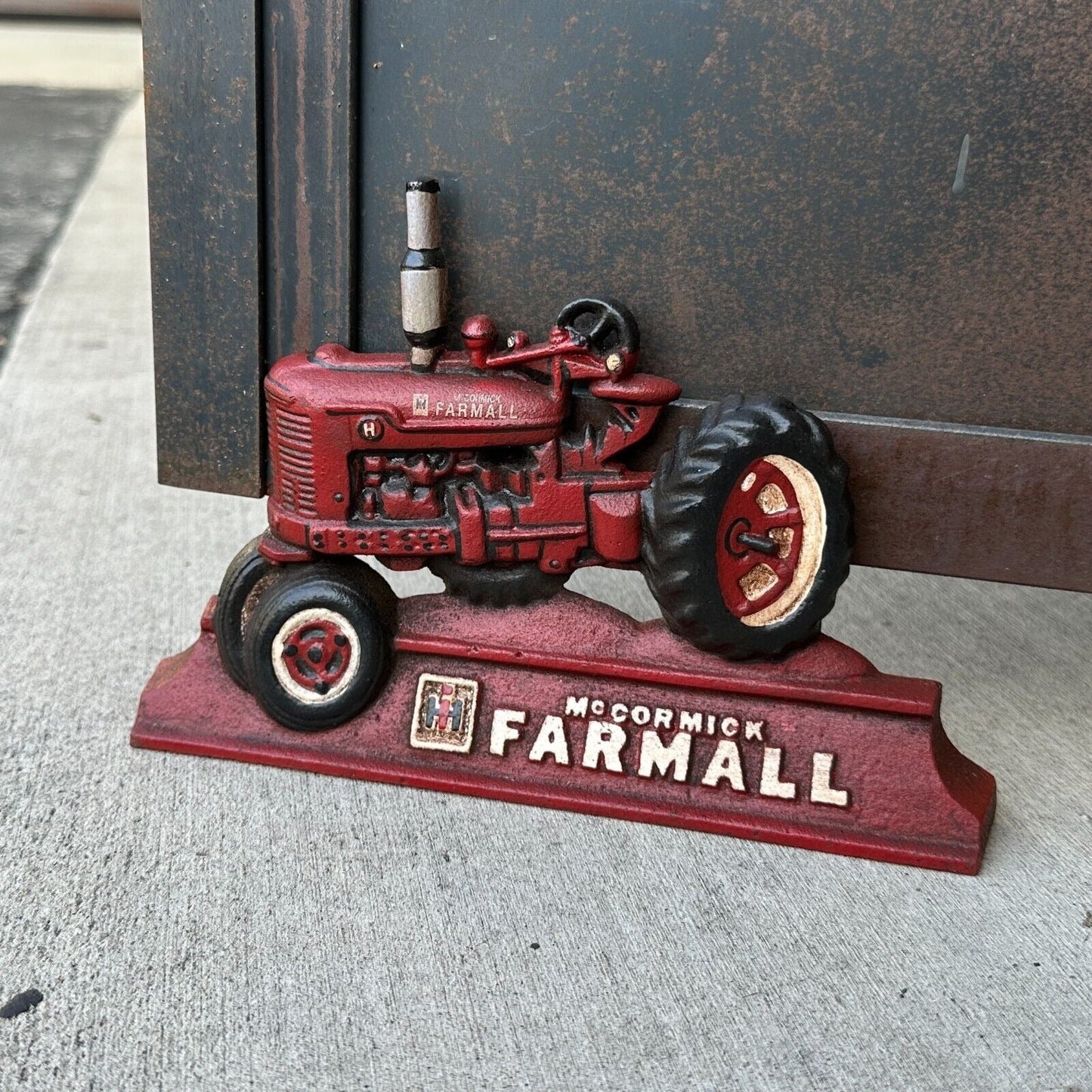 Farmall IH McCormick Tractor Cast Iron Doorstop With Antique Distressed Finish (9" x 6") - Jones Peak