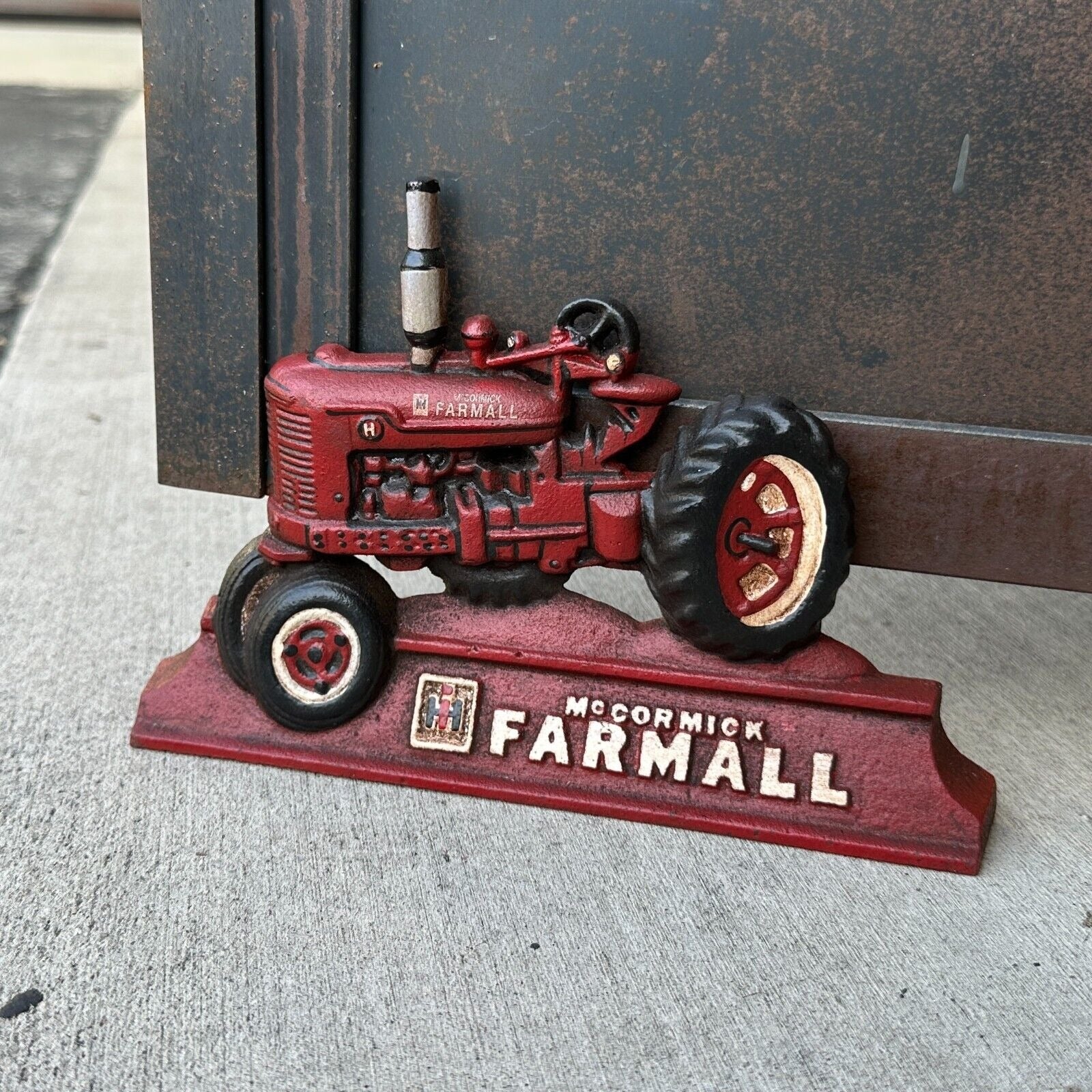 Farmall IH McCormick Tractor Cast Iron Doorstop With Antique Distressed Finish (9" x 6") - Jones Peak