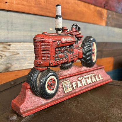 Farmall IH McCormick Tractor Cast Iron Doorstop With Antique Distressed Finish (9" x 6") - Jones Peak