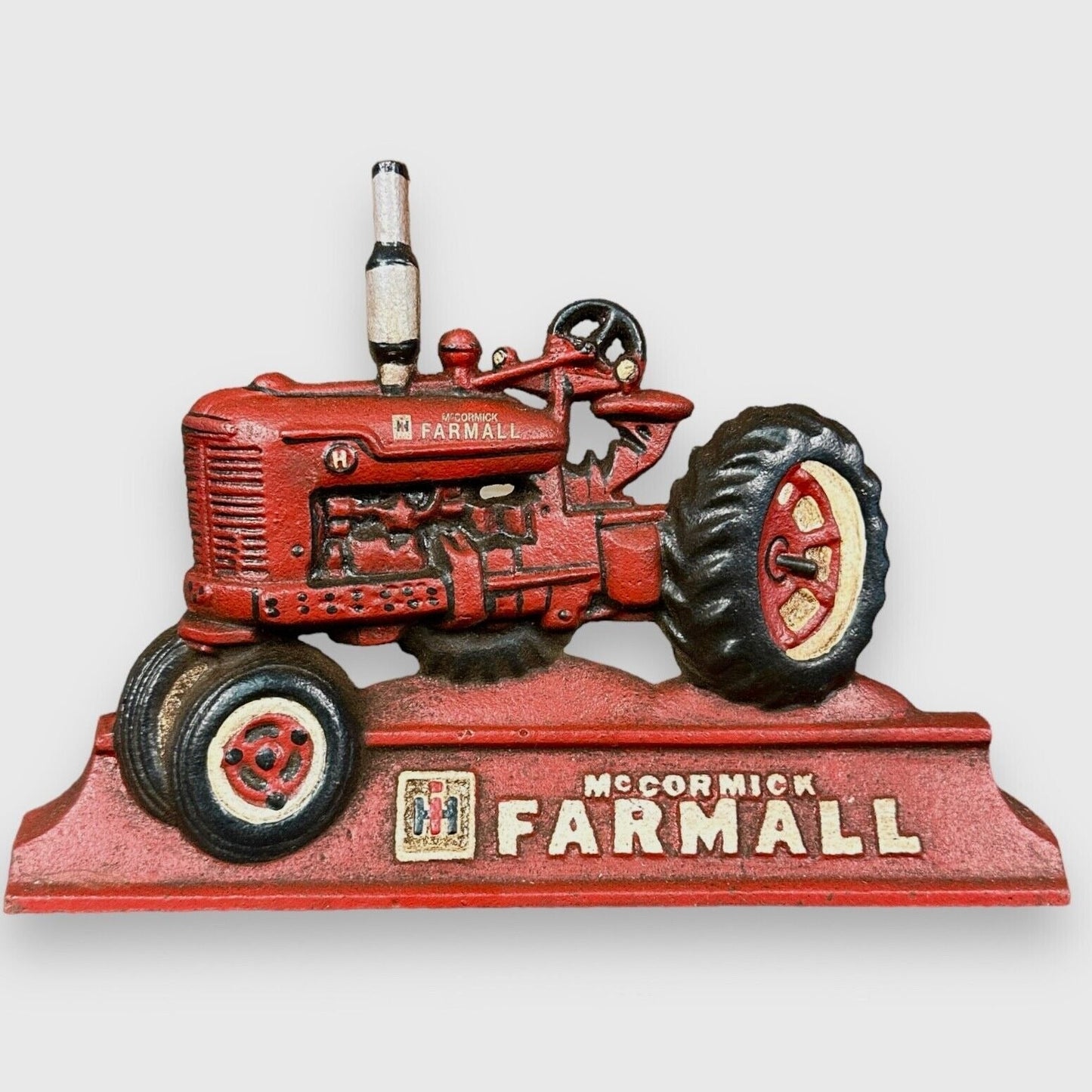 Farmall IH McCormick Tractor Cast Iron Doorstop With Antique Distressed Finish (9" x 6") - Jones Peak