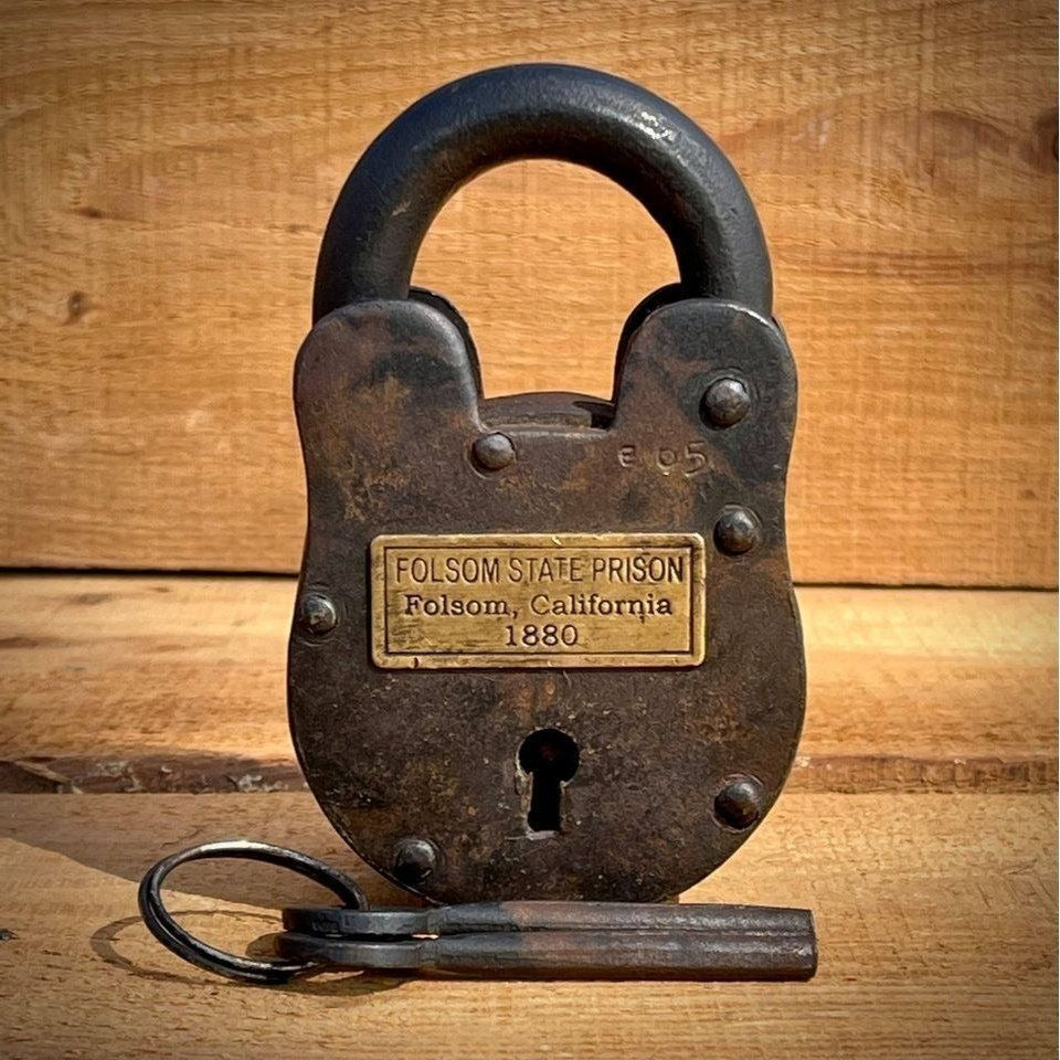 Folsom 1880 California State Prison Cast Iron Lock Keys Brass Tag With Antique Finish (4" x 2.5")