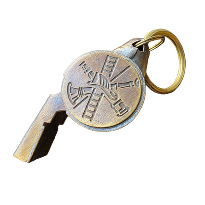 Fire Department Ladder & Helmet Solid Brass Whistle With Antique Finish (2" x 0.75") - Jones Peak