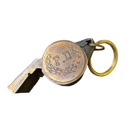 Fire Department Solid Brass Whistle With Raised Star & Antique Finish (2" x 0.75") - Jones Peak