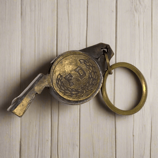 Fire Department Solid Brass Whistle With Raised Star & Antique Finish (2" x 0.75") - Jones Peak