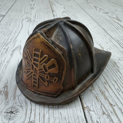 Fire Helmet Cast Iron Bottle Opener With Zinc Embossed Plate (2.5" x 2.5") - Jones Peak