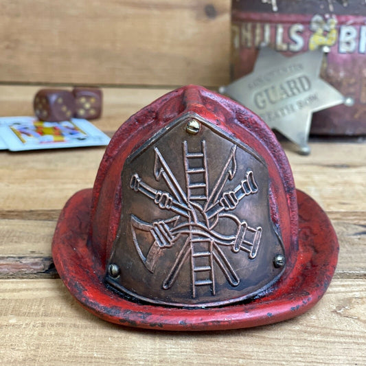 Fireman Helmet Cast Iron Coin Bank With Antique Finish (4.5" x 3" x 5.5") - Jones Peak