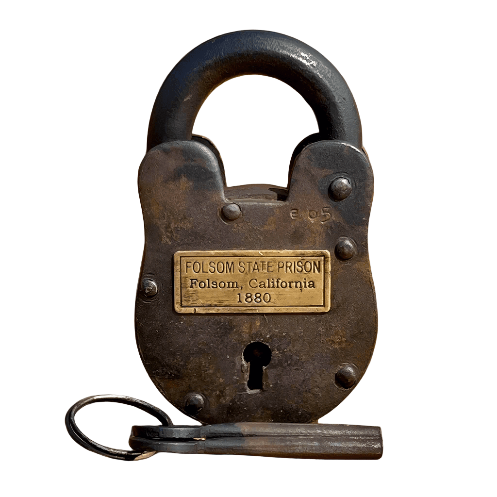 Folsom 1880 California State Prison Cast Iron Lock Keys Brass Tag With Antique Finish (4" x 2.5") - Jones Peak