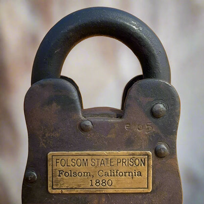 Folsom 1880 California State Prison Cast Iron Lock Keys Brass Tag With Antique Finish (4" x 2.5") - Jones Peak