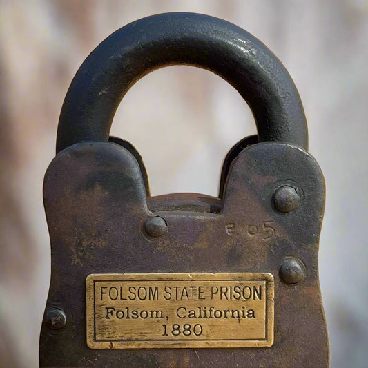 Folsom 1880 California State Prison Cast Iron Lock Keys Brass Tag With Antique Finish (4" x 2.5") - Jones Peak