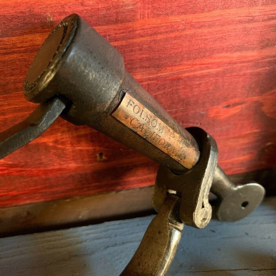 Folsom Prison California Cast Iron Handcuffs With Brass Tag & Antique Finish (12.5" Long) - Jones Peak