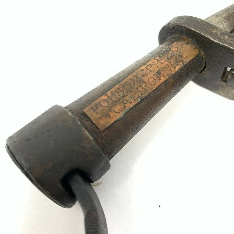Folsom Prison California Cast Iron Handcuffs With Brass Tag & Antique Finish (12.5" Long) - Jones Peak