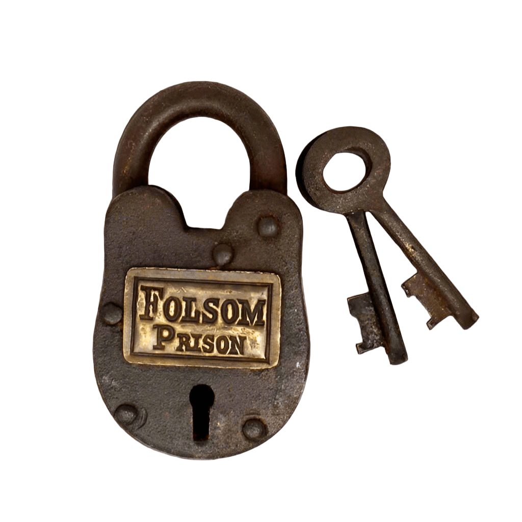 Folsom Prison California Cast Iron Working Gate Lock & Keys With Antique Finish (2.5" x 1.5") - Jones Peak