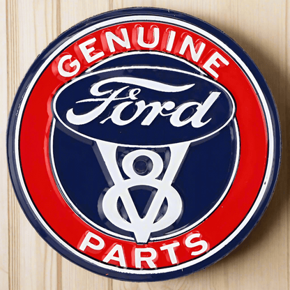Ford Genuine Parts V8 Round Embossed Metal Magnet (2.25" Round) - Jones Peak