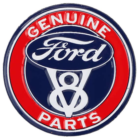 Ford Genuine Parts V8 Round Embossed Metal Magnet (2.25" Round) - Jones Peak