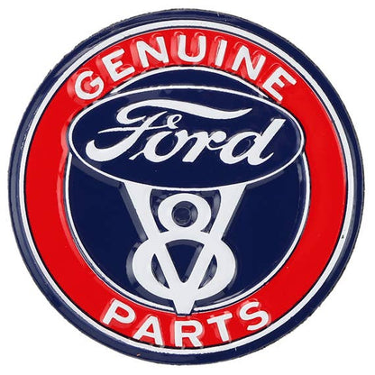 Ford Genuine Parts V8 Round Embossed Metal Magnet (2.25" Round) - Jones Peak