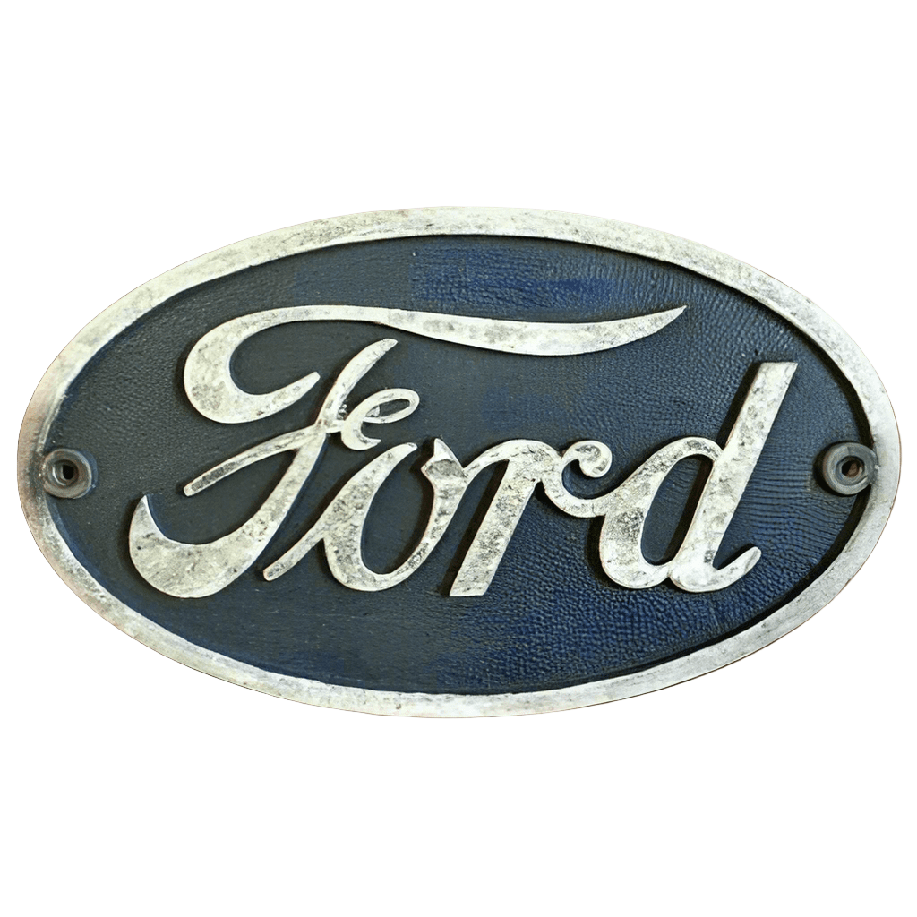 Ford Logo Cast Iron Painted Plaque With Antique Finish (9" x 5.25") - Jones Peak