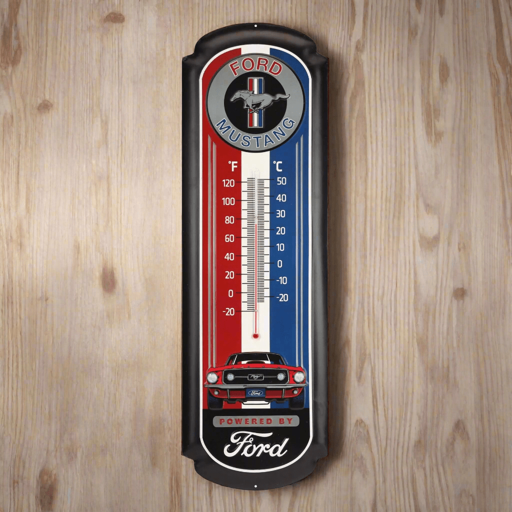 Ford Mustang Embossed Metal Wall Thermometer (8.5" x 27") - Jones Peak