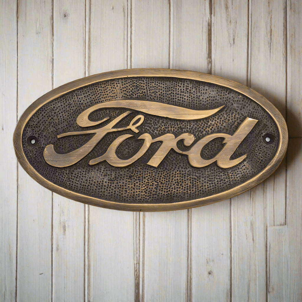 Ford Solid Brass Embossed Plaque With Antique Finish (6.25" x 3.5") - Jones Peak