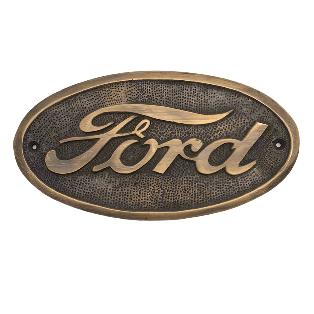 Ford Solid Brass Embossed Plaque With Antique Finish (6.25" x 3.5") - Jones Peak