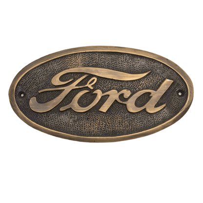 Ford Solid Brass Embossed Plaque With Antique Finish (6.25" x 3.5") - Jones Peak