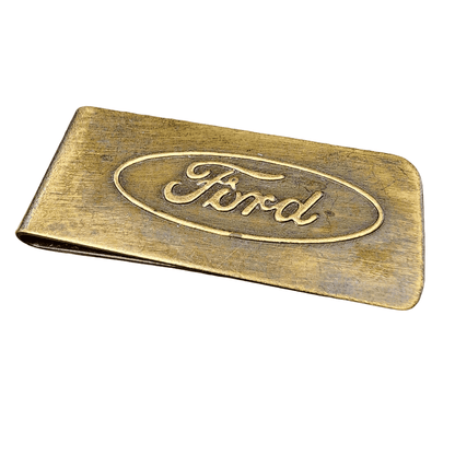 Ford Solid Brass Money Clip With Raised Lettering & Antique Finish (2.25" x 1") - Jones Peak