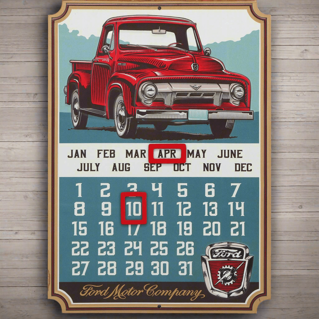 Ford Truck Vintage Calendar With Magnets (10" x 14") - Jones Peak