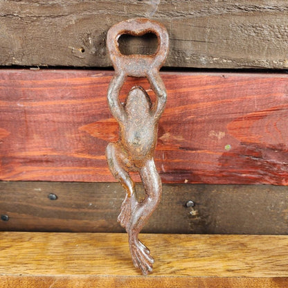Frog Cast Iron Bottle Opener Cast With Antique Finish (7" Tall) - Jones Peak