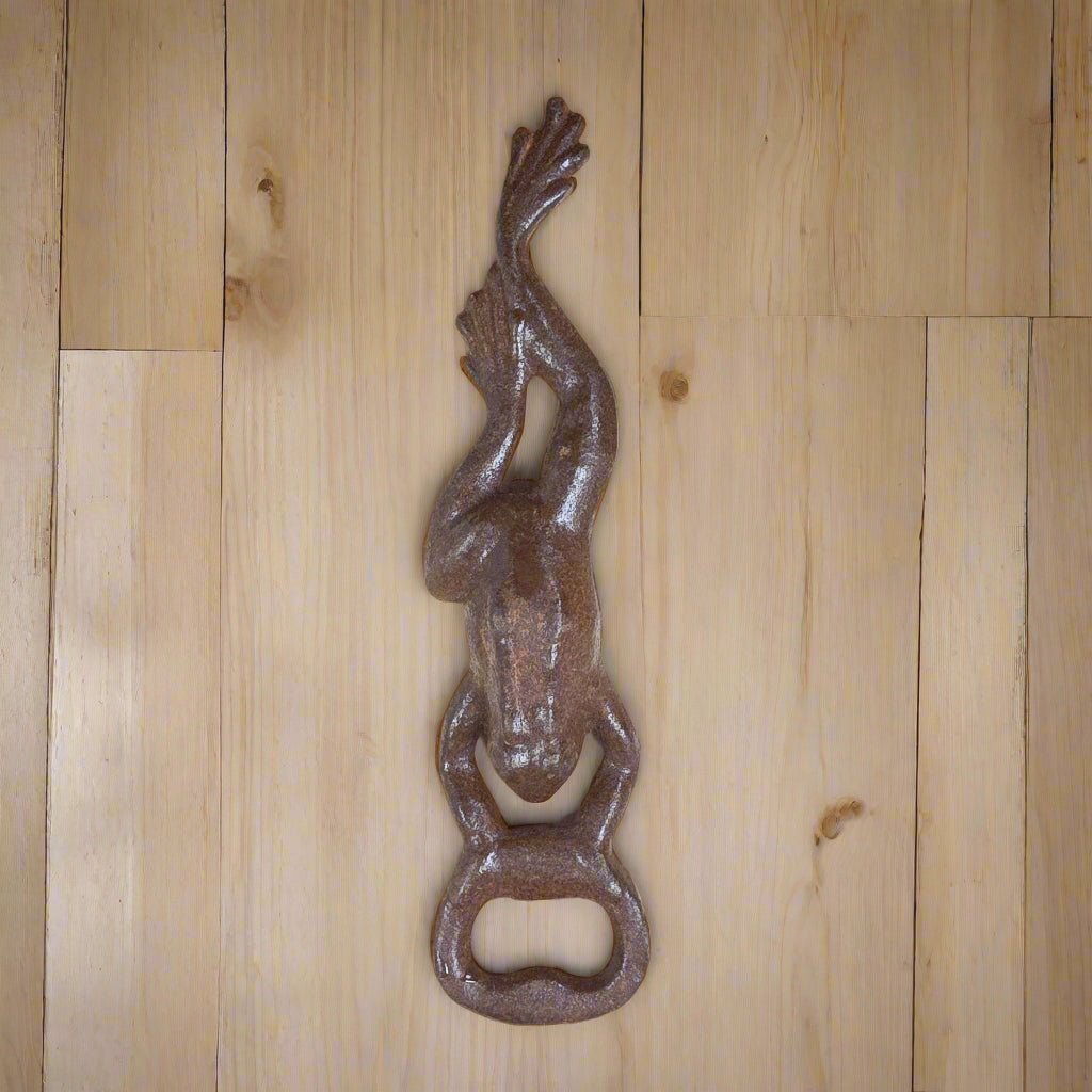 Frog Cast Iron Bottle Opener Cast With Antique Finish (7" Tall) - Jones Peak