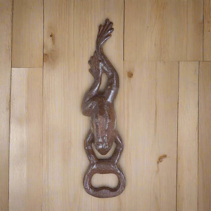 Frog Cast Iron Bottle Opener Cast With Antique Finish (7" Tall) - Jones Peak