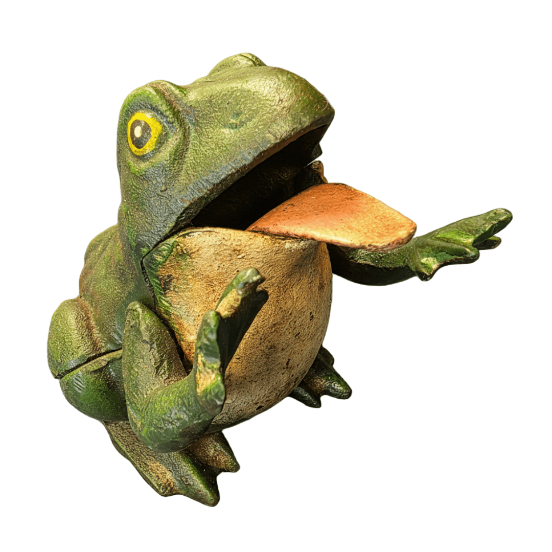 Frog Cast Iron Mechanical Coin Bank With Painted Antique Finish (5.5" x 4.5") - Jones Peak
