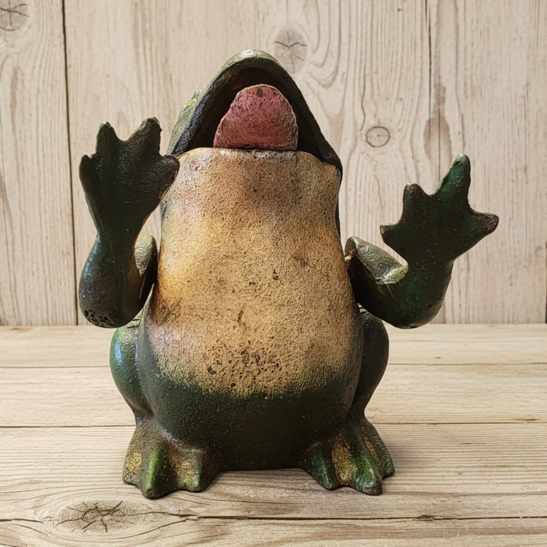 Frog Cast Iron Mechanical Coin Bank With Painted Antique Finish (5.5" x 4.5") - Jones Peak