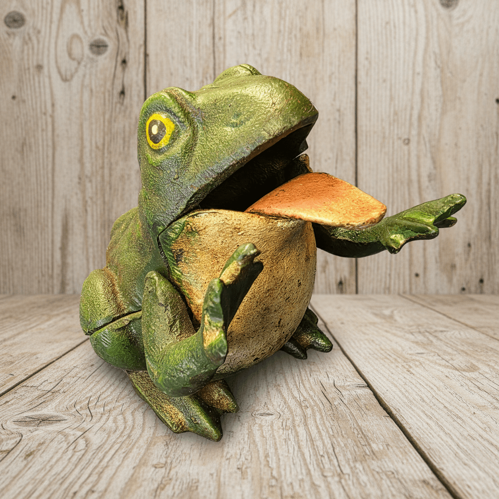 Frog Cast Iron Mechanical Coin Bank With Painted Antique Finish (5.5" x 4.5") - Jones Peak