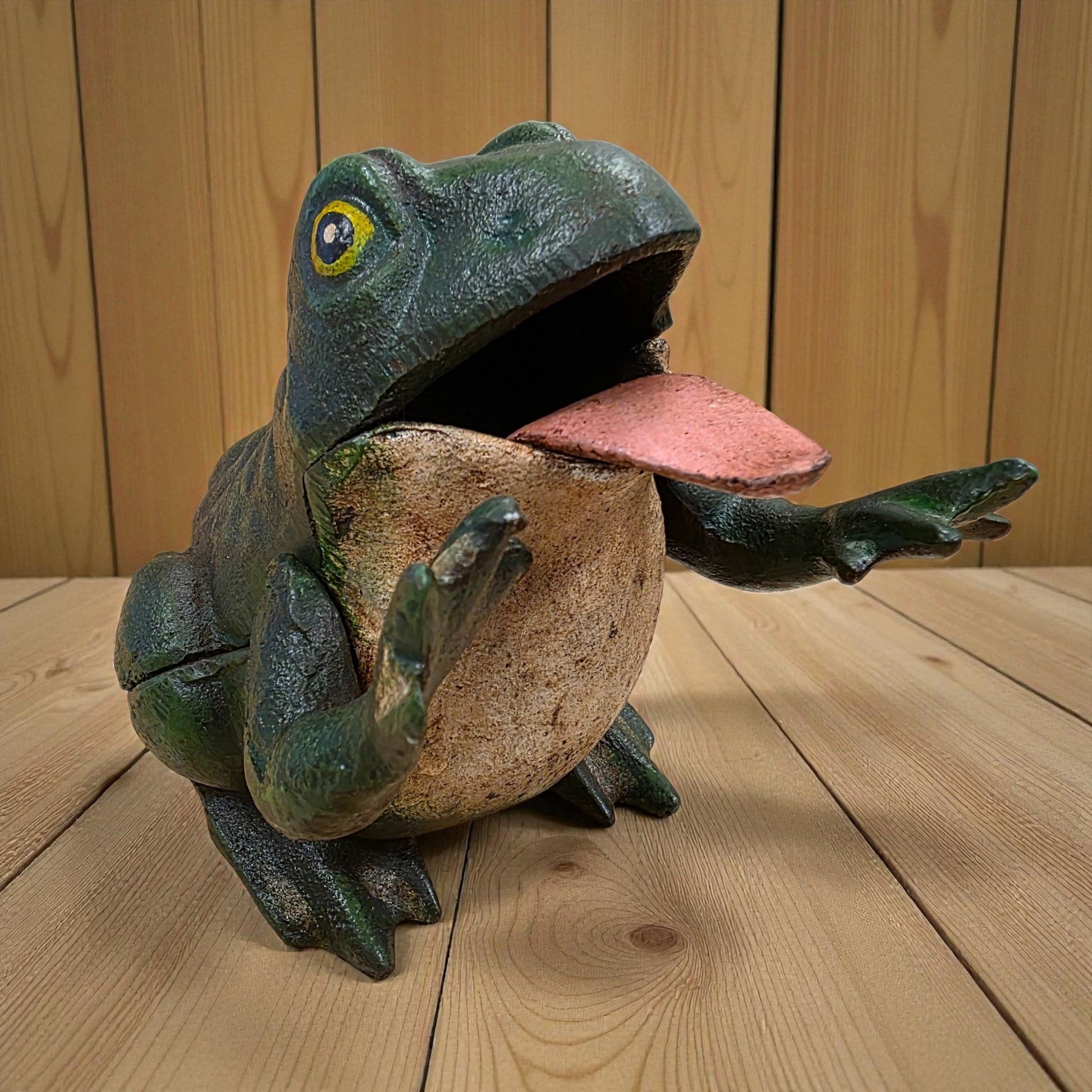 Frog Cast Iron Mechanical Coin Bank With Painted Antique Finish (5.5" x 4.5") - Jones Peak