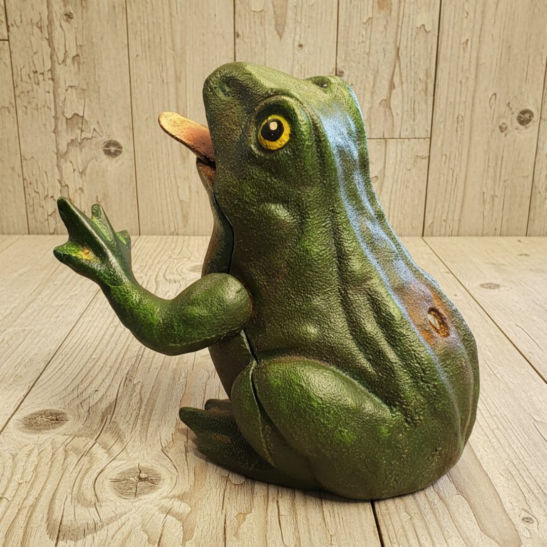 Frog Cast Iron Mechanical Coin Bank With Painted Antique Finish (5.5" x 4.5") - Jones Peak
