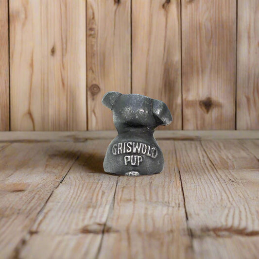 Griswold Pup Paperweight Cast Iron With Raised Letters & Antique Finish (1.5" Tall) - Jones Peak